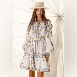 Scarlett Poppies Floral Embroidered Fiucci Short Dress